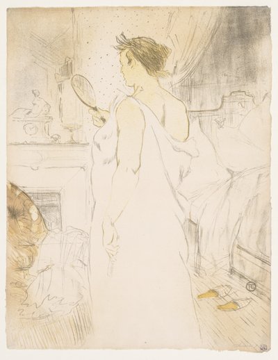 Elles: Mujer con un espejo de mano de Henri de Toulouse-Lautrec