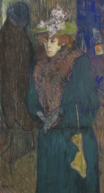 Jane Avril en la entrada del Moulin Rouge, c.1892 de Henri de Toulouse Lautrec