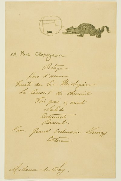 Menú para una cena ofrecida por May Belfort de Henri de Toulouse-Lautrec