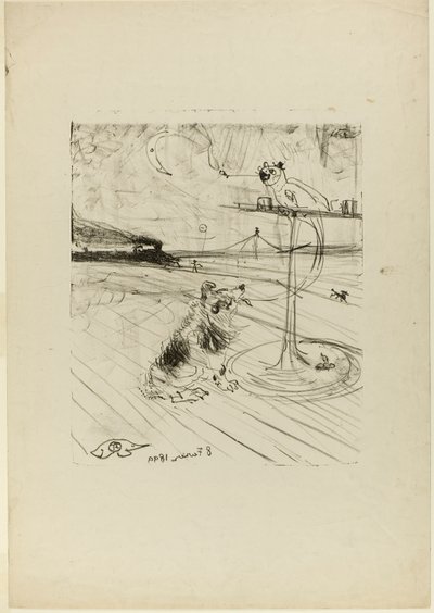El perro y el loro de Henri de Toulouse-Lautrec