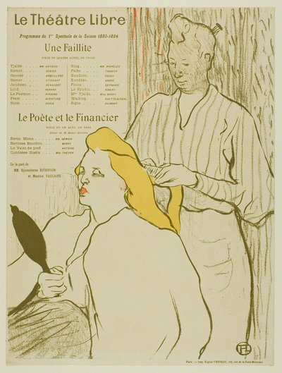 El peluquero, programa para el Théâtre Libre de Henri de Toulouse-Lautrec