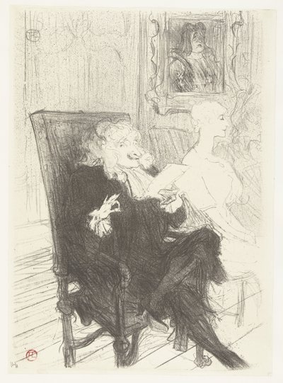Actores Jules Charles Truffier como Marguerite Moreno en toneelstuk Les femmes savantes
Truffier y Moreno en Les femmes savantes de Henri de Toulouse Lautrec