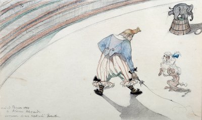 Escena de circo: doma. Un payaso con un perro científico y un elefante acróbata de Henri de Toulouse Lautrec