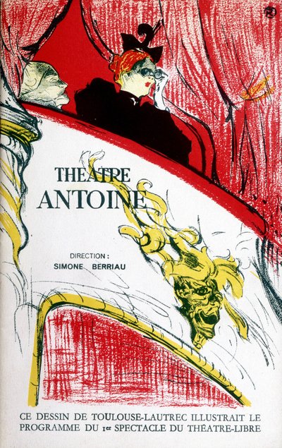 Portada del programa del teatro Antoine, dirigido por Simone Berriau, 1956. Ilustración de Toulouse Lautrec de Henri de Toulouse Lautrec