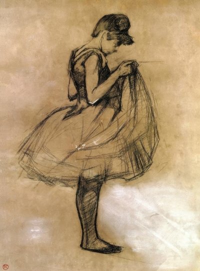 Bailarina ajustando su malla de Henri de Toulouse Lautrec