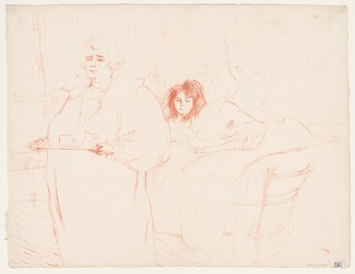 Elles: Mujer llevando una bandeja, Mme. Baron y Mlle. Popo de Henri de Toulouse Lautrec