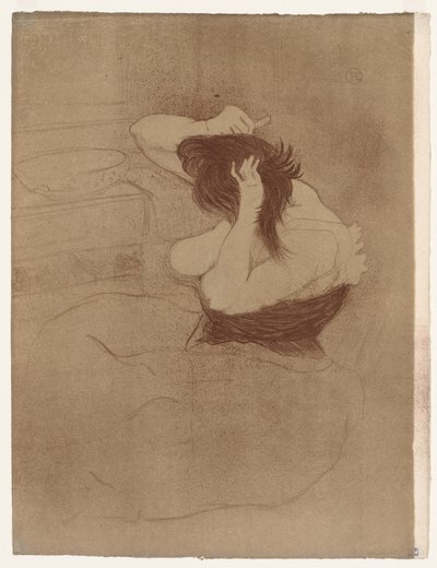 Elles: Mujer Peinando su Cabello de Henri de Toulouse Lautrec