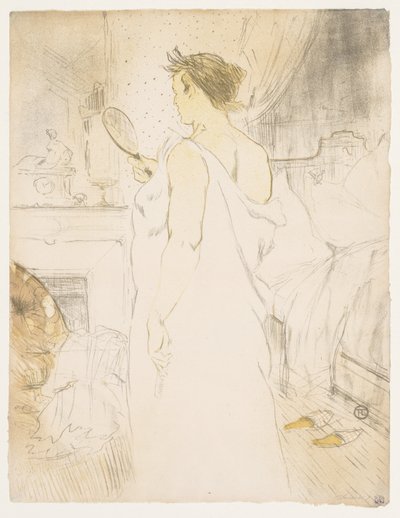 Elles: Mujer con un espejo de mano de Henri de Toulouse Lautrec