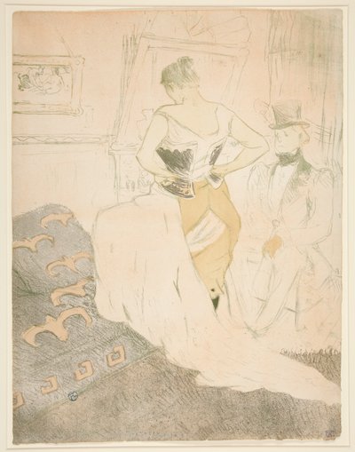 Femme en corset, conqu?te de pasaje (Mujer abrochándose un corsé, Pasando por la conquista), de la serie Elles de Henri de Toulouse Lautrec