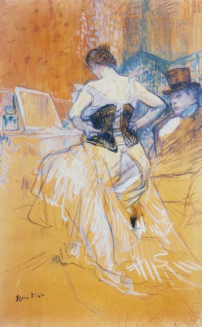 Mujer poniéndose el corsé, conquista pasajera de Henri de Toulouse Lautrec