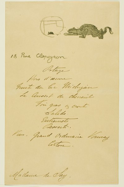 Menú para una cena ofrecida por May Belfort de Henri de Toulouse Lautrec