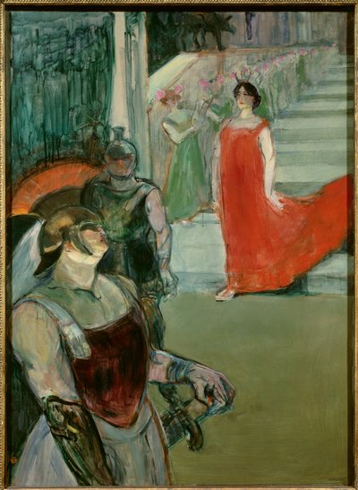 Messalina bajando la escalera con extras de la ópera "Messaline" de Isidore de Lara. Pintura de Henri Toulouse Lautrec (1864-1901) de Henri de Toulouse Lautrec
