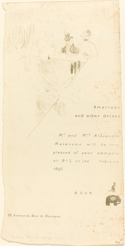 Invitación del Sr. y Sra. Alexandre Natanson de Henri de Toulouse Lautrec
