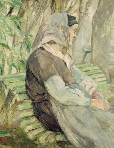 Anciana sentada en un banco en Celeyran de Henri de Toulouse Lautrec