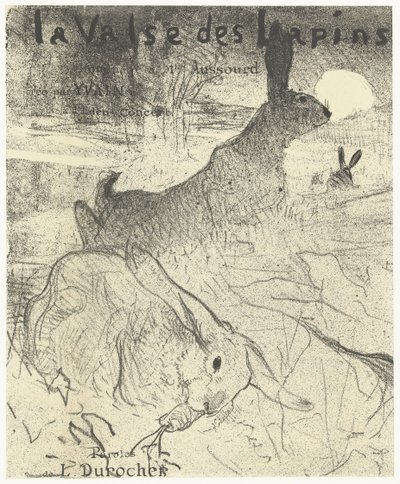 Portada para una revista musical con la canción La Valse des Lapins con conejos en un paisaje
La Valse des Lapins (título en el objeto) de Henri de Toulouse Lautrec