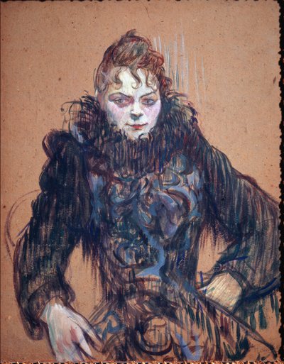 Retrato de una mujer con boa negra de Henri de Toulouse Lautrec