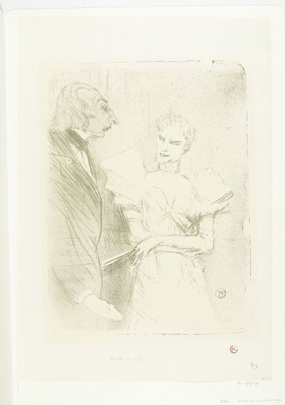 La actriz Marthe Brandès y el actor Louis-Pierre Leloir en la película Les Cabotins
Brandès y Leloir en Cabotins de Henri de Toulouse Lautrec