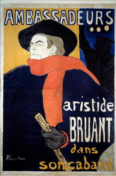 Cartel para el espectáculo de Aristide Bruant (1851-1925), compositor francés. 