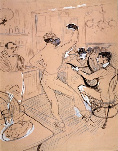 Rafael Padilla llamado Chocolate, bailando en un bar de Henri de Toulouse Lautrec