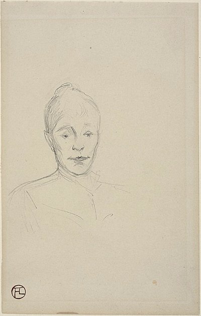 Estudio: Rostro de mujer con cuello alto de Henri de Toulouse Lautrec