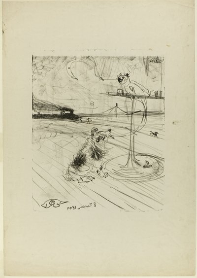 El perro y el loro de Henri de Toulouse Lautrec