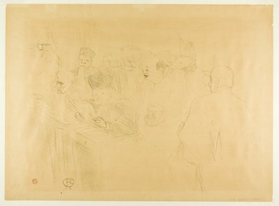 El juicio de Lebaudy, Mademoiselle Marsy dando testimonio de Henri de Toulouse Lautrec