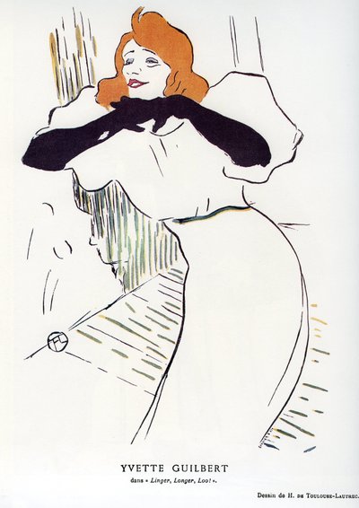 La cantante Yvette Guilbert (1867-1944) en “”Linger, Longer, Loo””: dibujo de Henri de Toulouse Lautrec (Toulouse-Lautrec de Henri de Toulouse Lautrec
