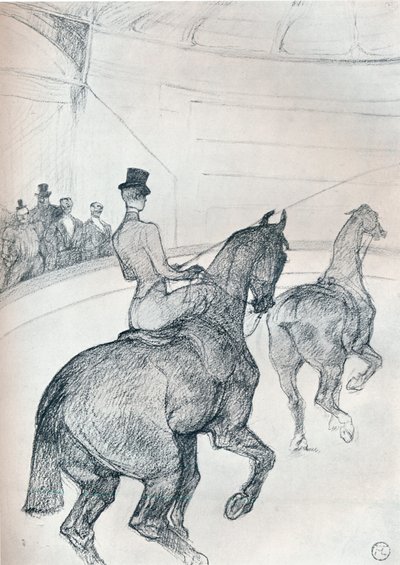 Jinete de trucos conduciendo en tándem de Henri de Toulouse Lautrec