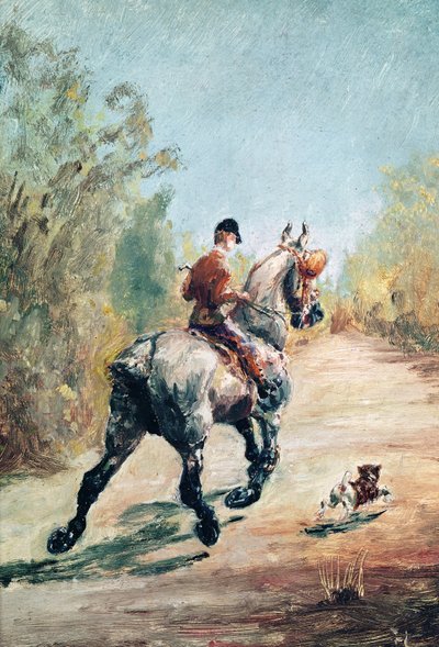 Jinete trotando con un perrito, 1879 de Henri de Toulouse Lautrec