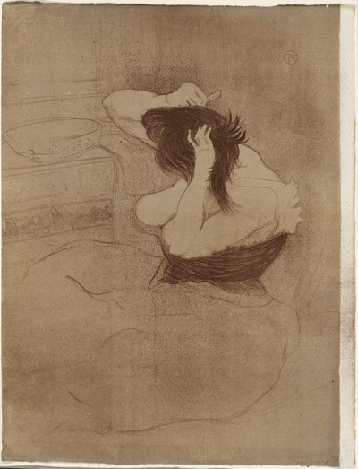 Mujer peinándose—La Coiffure, lámina siete de Elles de Henri de Toulouse Lautrec