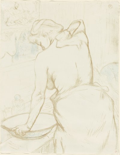 Mujer Lavándose—El Tocador, lámina cinco de Elles de Henri de Toulouse Lautrec