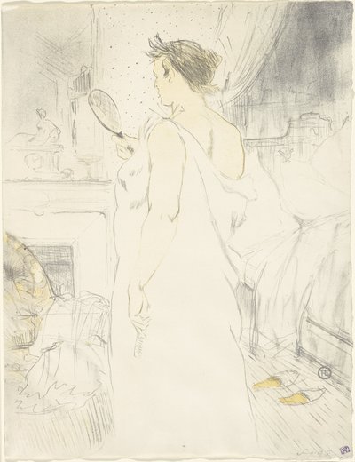 Mujer en el espejo—Espejo en mano, placa seis de Elles de Henri de Toulouse Lautrec