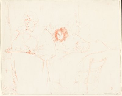 Mujer con una bandeja—Desayuno (Madame Baron y Mademoiselle Popo), placa dos de Elles de Henri de Toulouse Lautrec