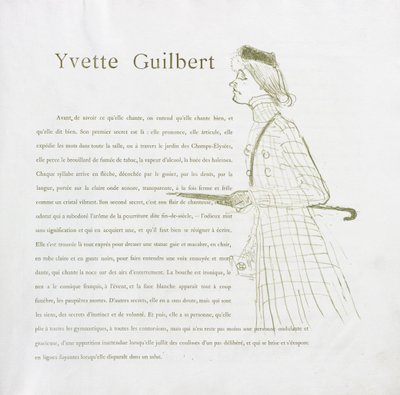 Yvette Guilbert-Serie Francesa: No. 1, 1894 de Henri de Toulouse Lautrec