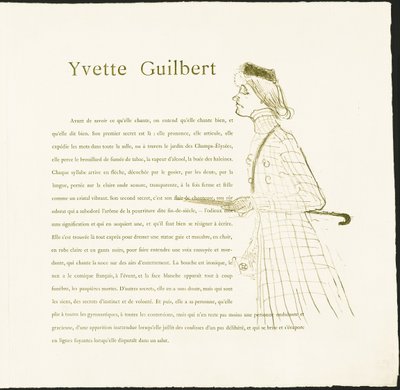 Yvette Guilbert de Henri de Toulouse Lautrec