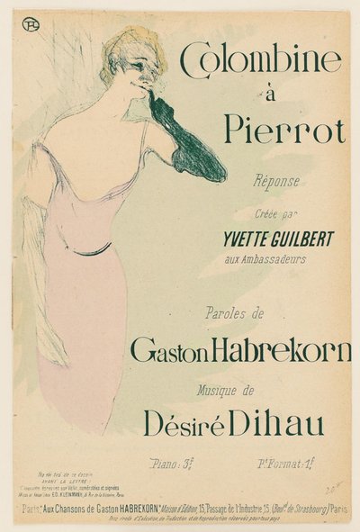 Yvette Guilbert, en Colombine a Pierrot de Henri de Toulouse Lautrec