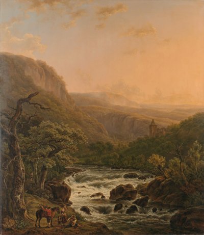 Río en las Ardenas al atardecer de Henri van Assche