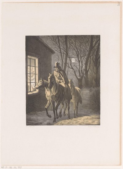 Hombre a caballo pasa por casa de Henri van Seben