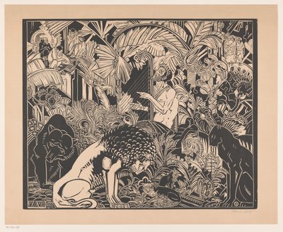 Orfeo toca su arpa para los animales de Henri van der Stok (signed by artist)