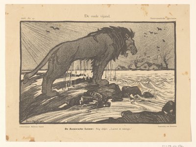 Caricatura de la inundación tormentosa de 1906 The Old Enemy (título sobre el objeto) de Henricus