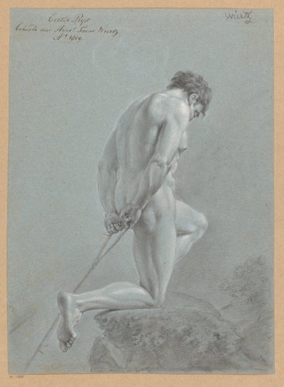 Desnudo masculino arrodillado, visto de lado (1er premio 1809) de Henricus Franciscus Wiertz