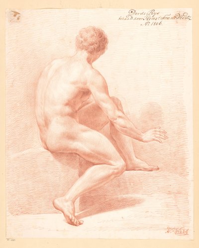 Desnudo masculino sentado, visto de espaldas (3er premio 1806) de Henricus Franciscus Wiertz