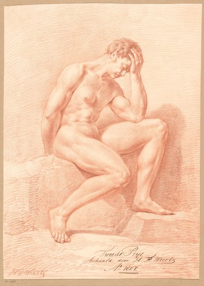 Desnudo masculino sentado, vista lateral (2º premio 1807) de Henricus Franciscus Wiertz