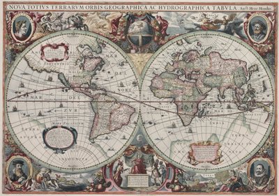 Mapa geográfico e hidrográfico de todo el mundo de Henricus Hondius II