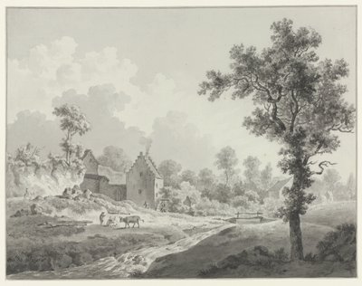Paisaje con un molino de agua en un arroyo de Henricus Josephus Antonissen