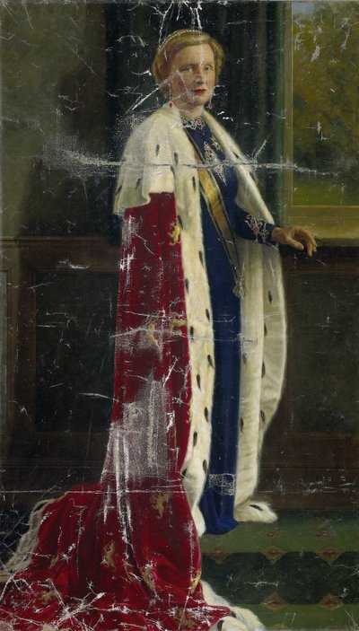 La reina Juliana de los Países Bajos con su traje de coronación de Henricus Rol