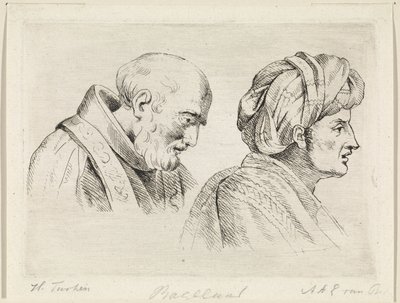 Clérigo y un hombre con turbante de Henricus Turken