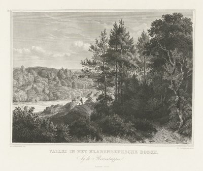 Vista de un valle en el parque Klarenbeek cerca de Arnhem Valle en el Klarenbeeksche Bosch (título sobre objeto) Escenas de los alrededores de la ciudad de Arnhem (título de serie) de Henricus Wilhelmus Couwenberg