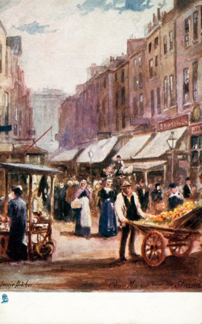 Viejo Londres: Clare Market, cerca del Strand (litografía en color) de Henrie Pitcher