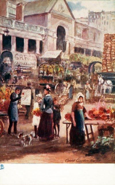 El viejo Londres: Covent Garden Market (litografía en color) de Henrie Pitcher